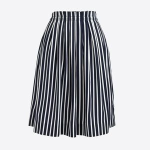 J. Crew B/W stripe pleated midi skirt with pockets